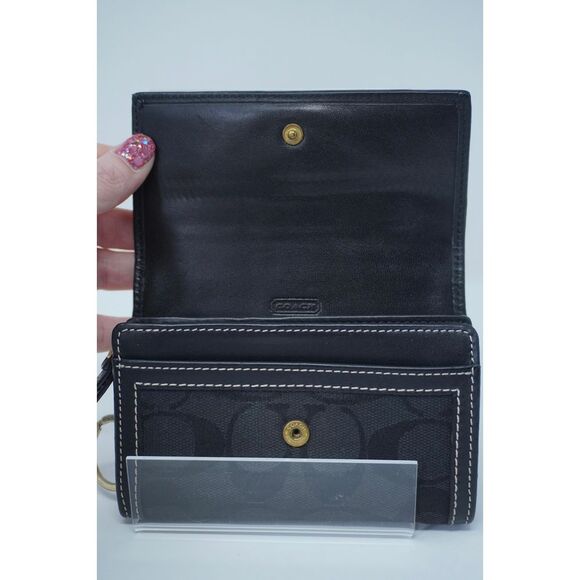 Coach Black Signature and Leather Keychain Wallet Vintage Great Condition! - Picture 3 of 9